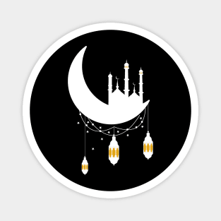 Ramadan Mosque Moon Lanterns, White Magnet